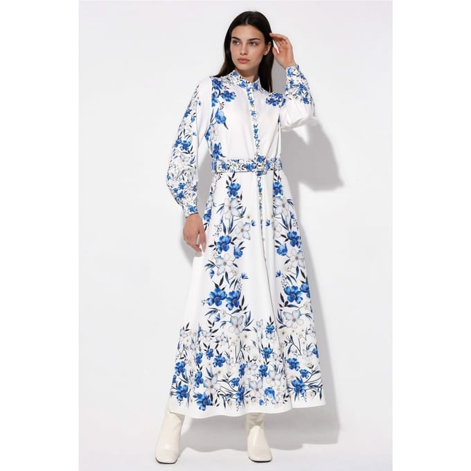 Bloemrijke Maxi Hemdress met Ceintuur