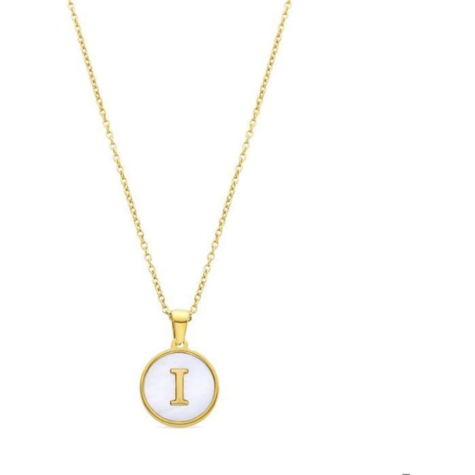 Collier Luxenter en nacre blanche finie en or jaune 18K - Alphabet I beige