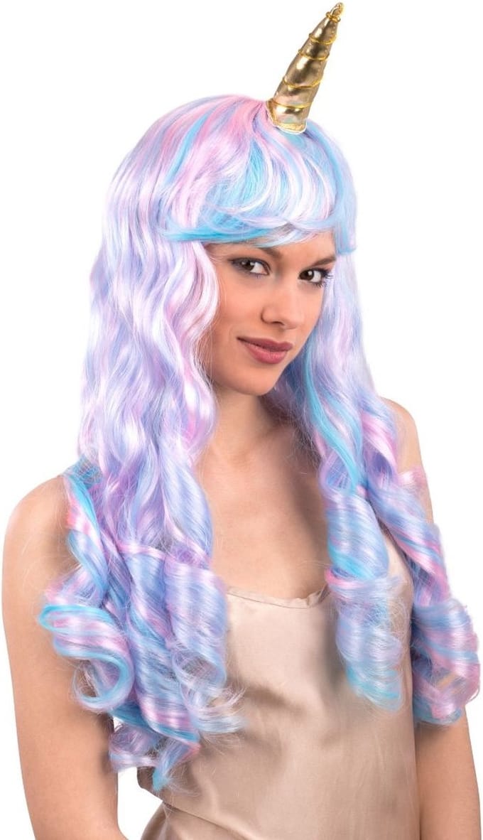 Carnival Toys Pruik Unicorn Dames Synthetisch Roze One-size
