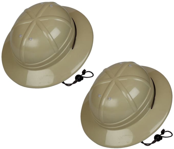 Ravensden Safari helm - 6x stuks - kaki - jungle - kinderen - verkleedhoed - carnaval accessoires