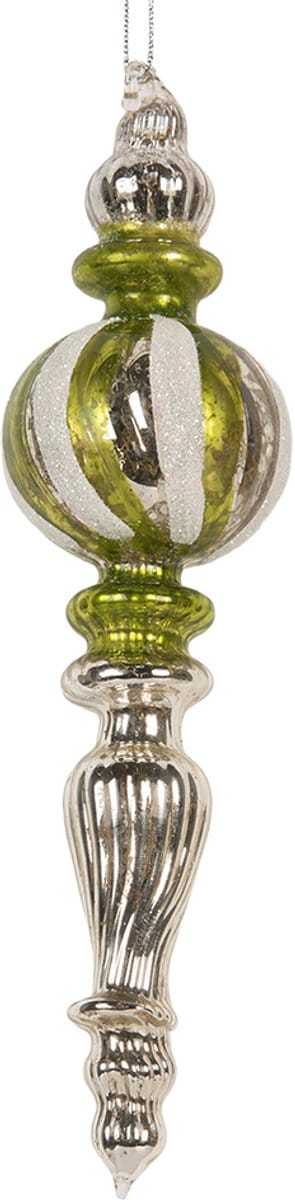 Clayre & Eef Kersthanger Ø 5x18 cm Zilverkleurig Glas