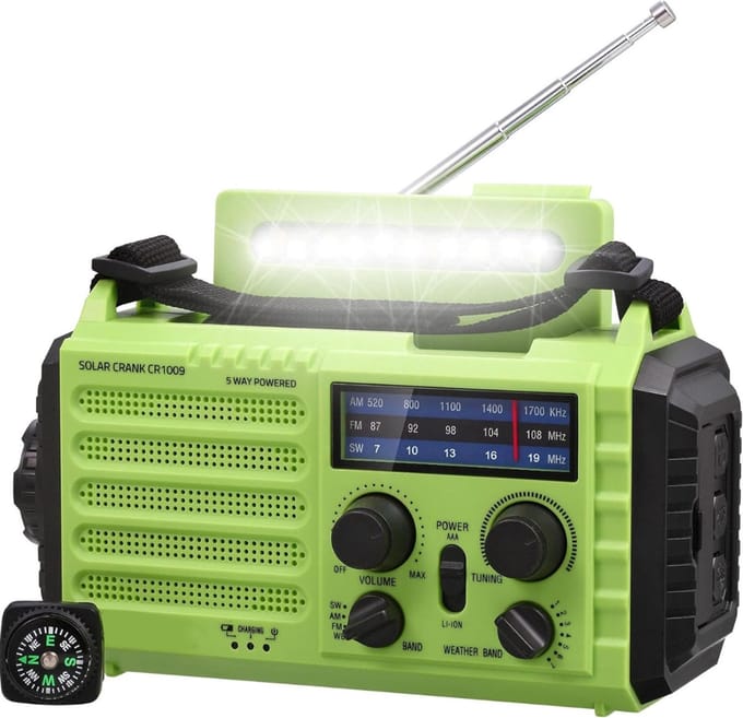 DVDSS® Radio op batarijen - Noodradio - 5000mAh - Groen