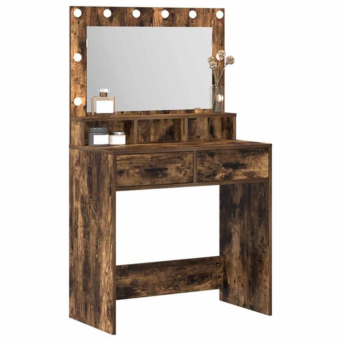 vidaXL - Kaptafel - Rook - Eiken - 79 - x - 41 - x - 135 - cm - Bewerkt - hout