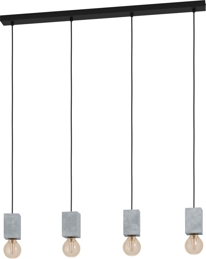EGLO Prestwick 3 Hanglamp - E27 - 92,5 cm - Zwart/Grijs
