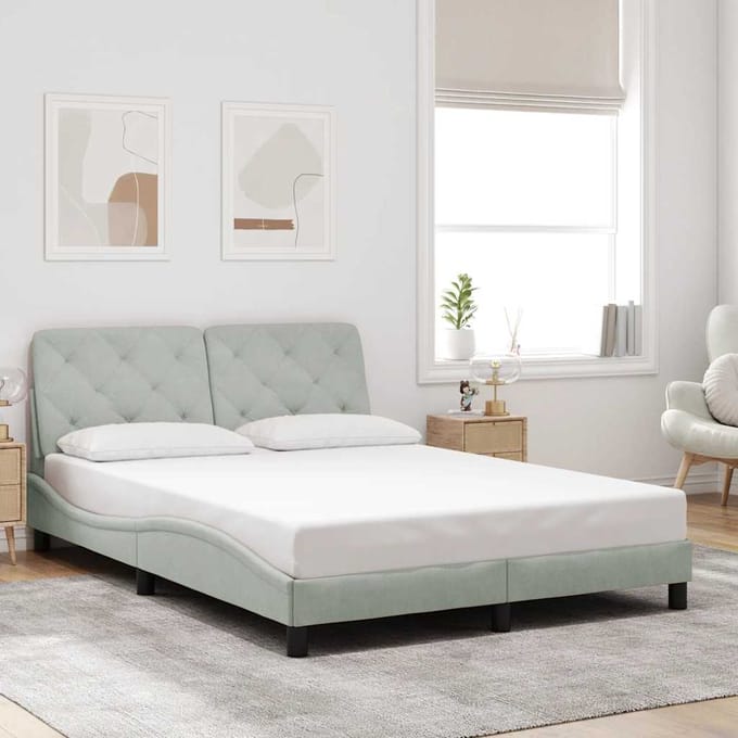 vidaXL - Bedframe - zonder - matras - 120x200 - cm - fluweel - lichtgrijs