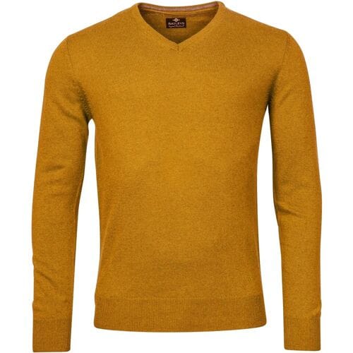 Baileys Trui V-Neck Uni Color Lambswool Oker / male