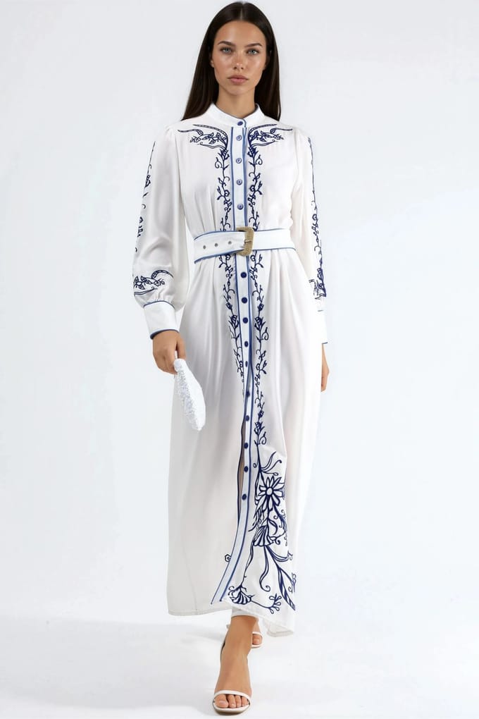 Bloemen Midikleding met Ceintuur