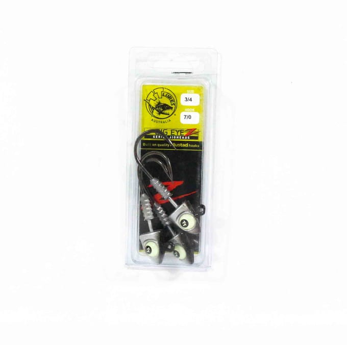 Tackle Tactics TT Big EyeZ Tête plombée 3/4 oz 7/0 Argent Noir Glow EyeZ (5215)