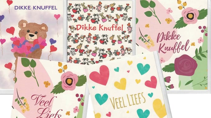 wenskaarten - Dikke knuffel - Veel liefs - hart onder de riem - medeleven - lief - set van 5