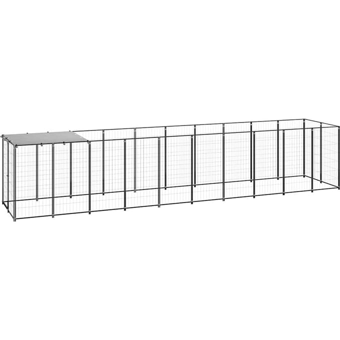 vidaXL - Hondenkennel - 6,05 - m² - staal - zwart