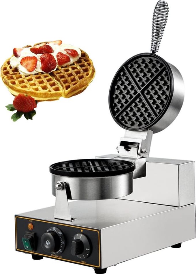 Professioneel Wafelijzer – Machine – Wafelmaker – Elektrisch – Eenvoudige Bediening – 50 - 300 ℃ - RVS – Zilver