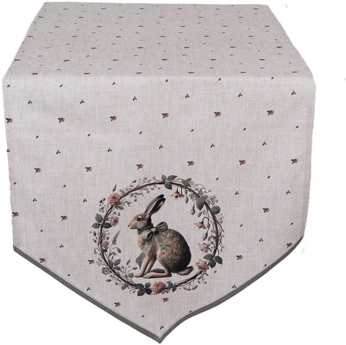 Clayre & Eef Tafelloper 50x160 cm Beige Katoen