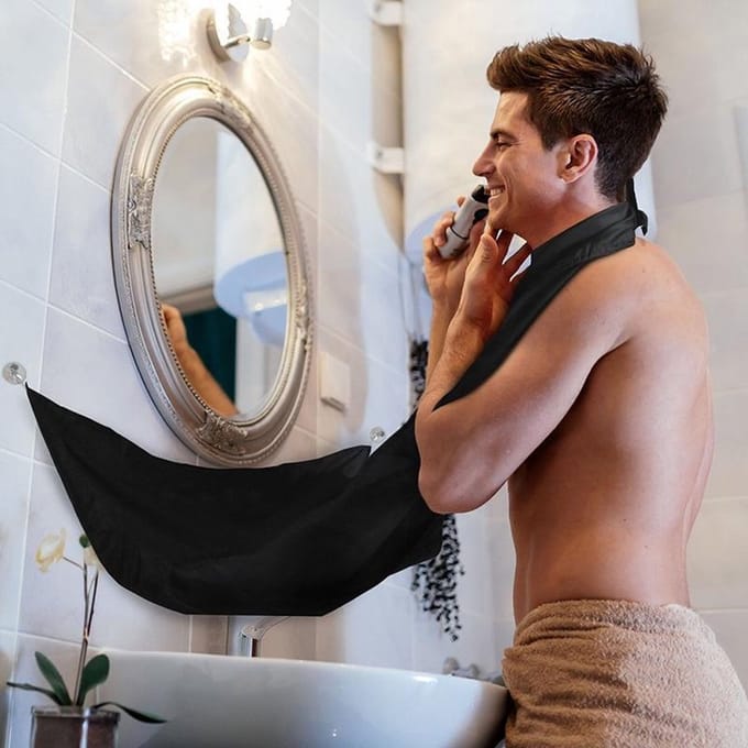 Beard cape - Baard cape ZWART - scheerschort - baardhaar opvang