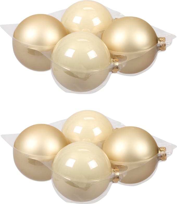 Othmar Decorations Kerstballen - 8x - champagne - D10 cm - glas - kerstversiering - Kerstboomversiering