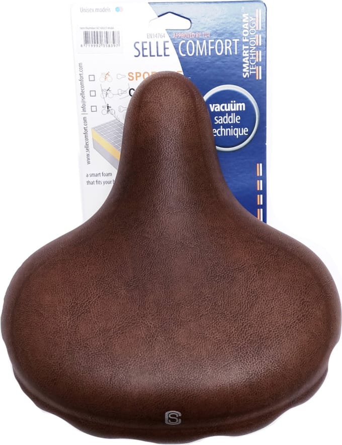 Selle Comfort Retro fietszadel - Smart foam - Ergonomisch - Bruin - XL