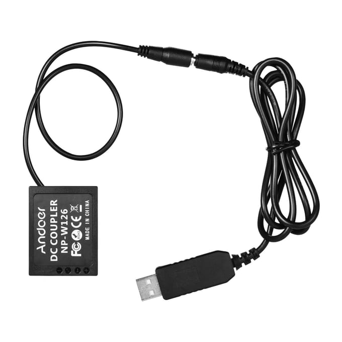 5V USB naar NP-W126 dummy-accu DC-koppeladapter compatibel met Fuji-camera's zwart