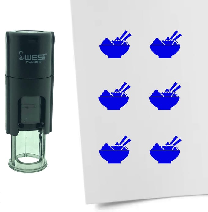 CombiCraft Stempel Rijstbol 10mm rond - blauwe inkt