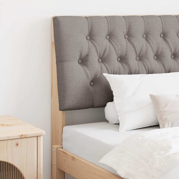 vidaXL - Gestoffeerd - hoofdbord - Taupe - 100 - cm - Massief - grenenhout