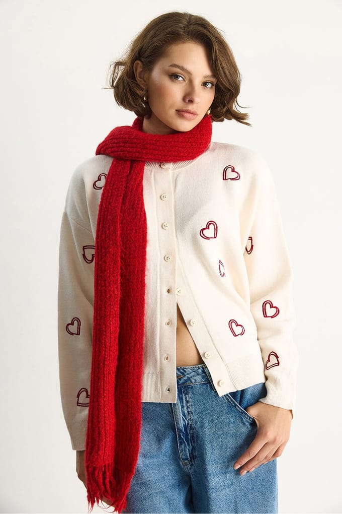 Lange Gebreide Cardigan met Knopkraag