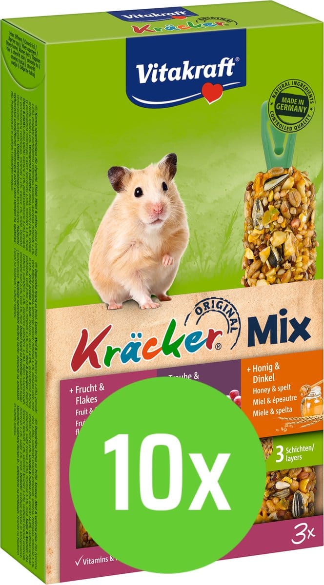 10x Vitakraft Hamsterkracker Trio Mix Druif/Honing/Noot