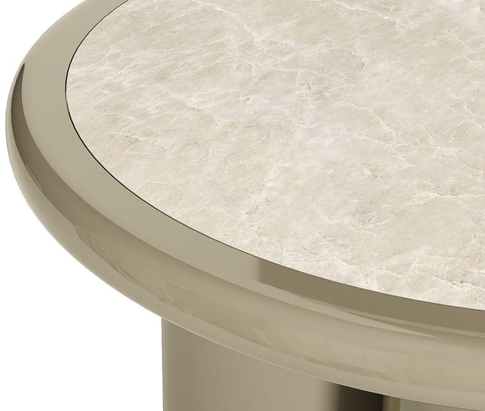 Vente-unique Salontafel van marmer en MDF - Beige en gelakt taupe - DIRAMA