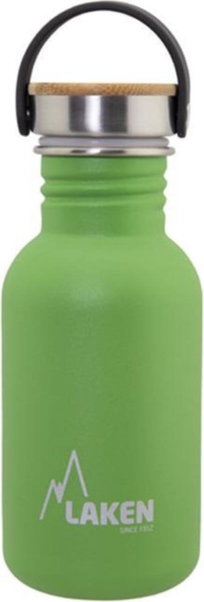 RVS fles 0,5L Basic Steel Bottle Groen - Bamboo Cap - Laken - roestvrijstaal - waterfles - drinkfles