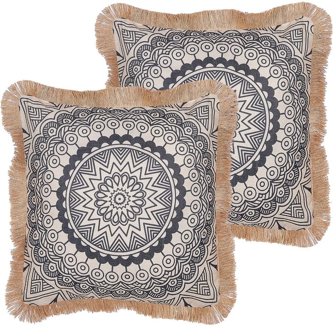 GERANIUM - Sierkussen set van 2 - Beige - Polyester