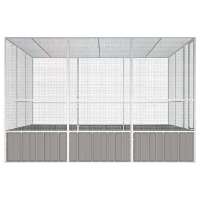 vidaXL Vogelkooi 302,5x324,5x211,5 cm gegalvaniseerd staal grijs
