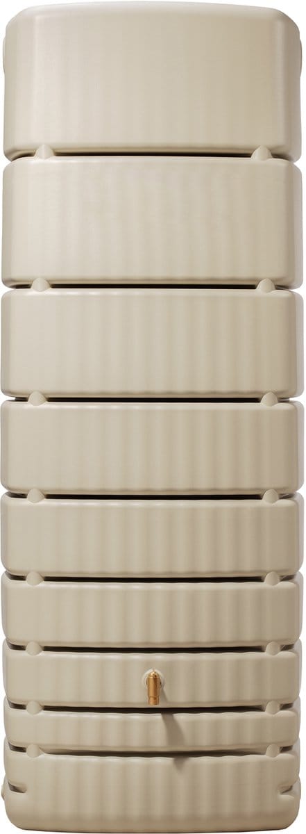 4RAIN Regenton Slim, 650 L, inclusief aftapkraan (zandbeige)