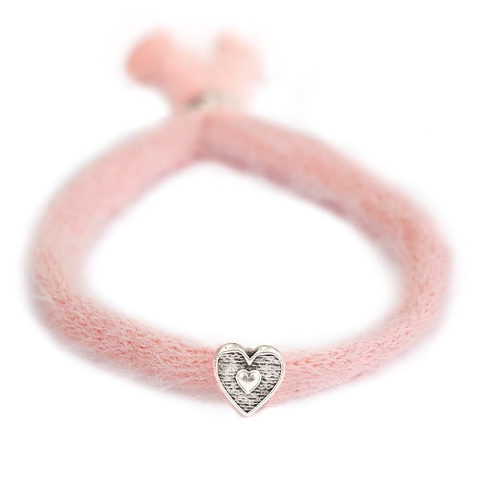 Armband fluffy roze zilver