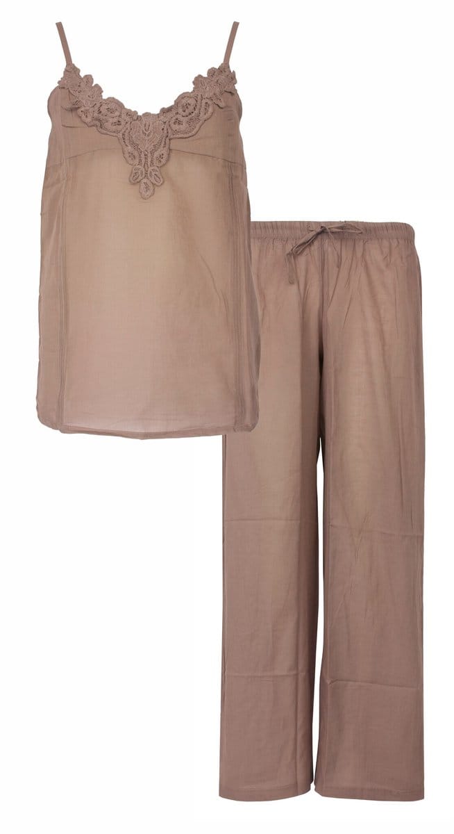 Irresistible Dames Pyjama - Spaghetti Bandjes - Taupe - Maat S