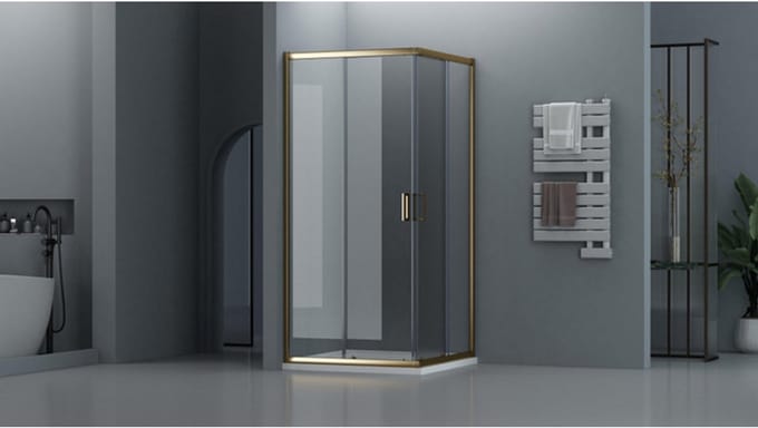 FugaFlow Efficiente Vetro Douchecabine - 80x80cm - vierkant - goud mat