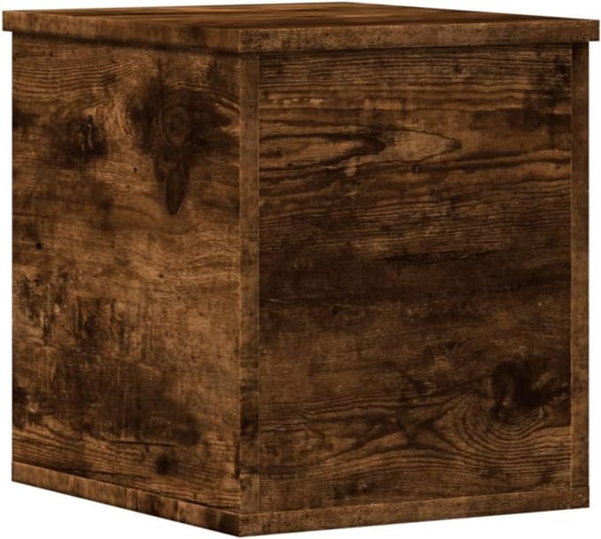Houten Opbergkist met Deksel 30x35x35 cm Gerookt Eikenhout