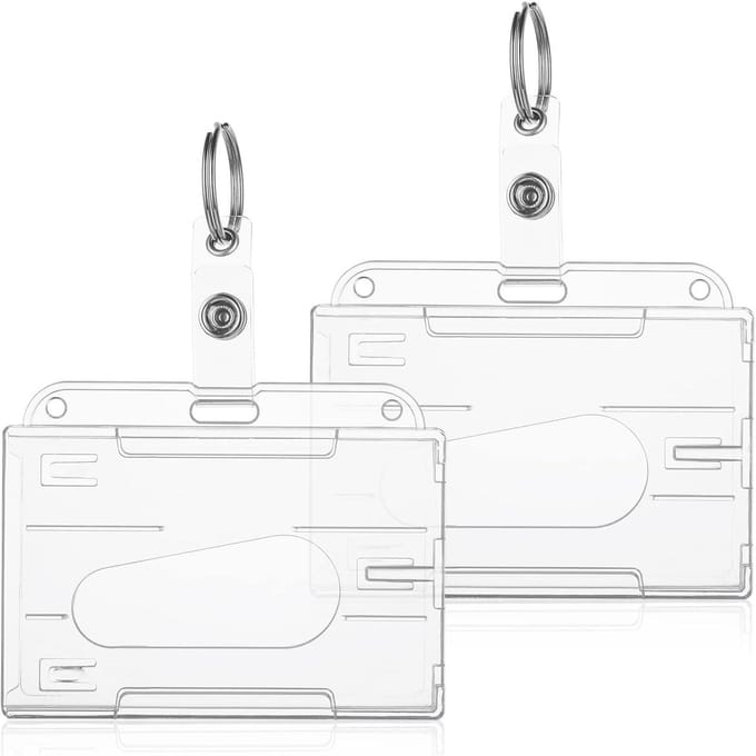 Badgehouders met sleutelhanger - Kaarthouders Set - Veilig Id Tonen - Stevig Polycarbonaat - Set van 2 - Transparant