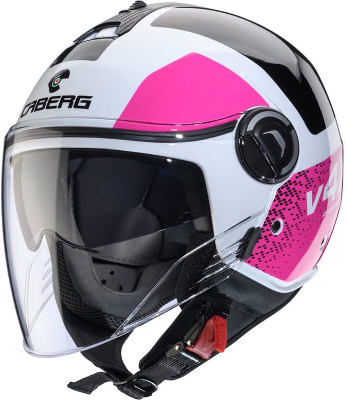Caberg Riviera V4 X Alpha Zwart Wit Roze Jethelm - Helm