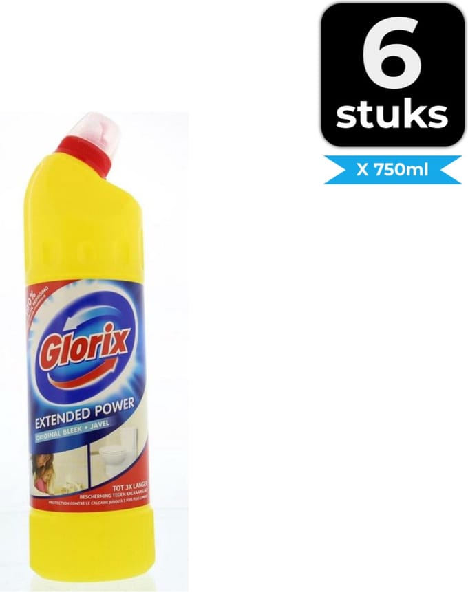 Glorix - Toiletreiniger - Original - Dikke bleek - 750ml x 6