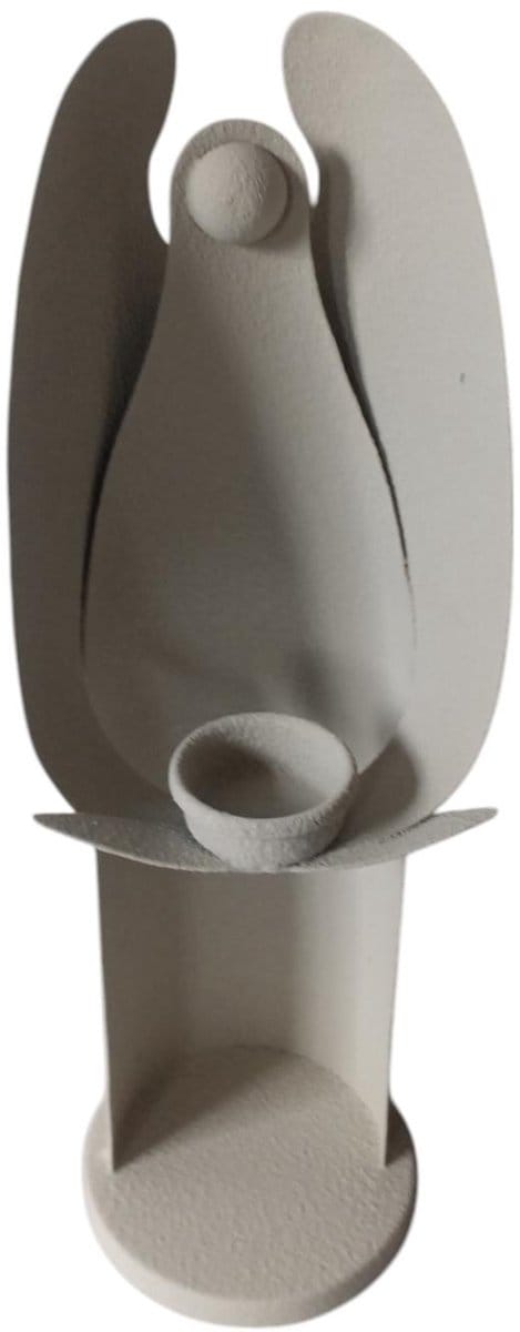 Theelichthouder Engel wit 11,5x10,5x30cm