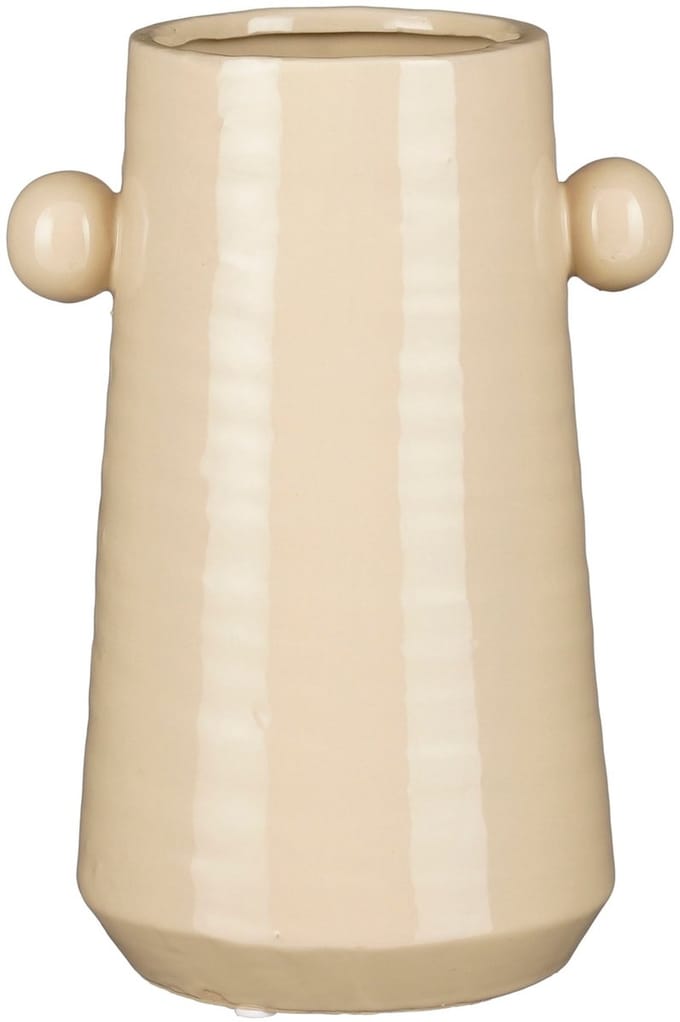 Mica Decorations Melle Vaas Beige - Uniek Design met Strepen & Knopjes