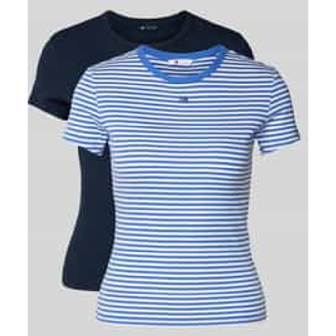 slim fit T-shirts van katoenmix in set van 2