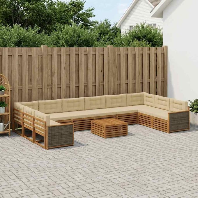 vidaXL - Sofa-Sets - 11 - st - Massief - Acacia - Hout