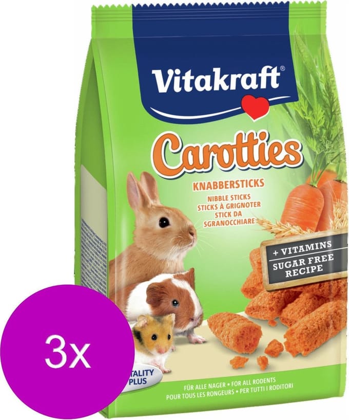 Vitakraft Carotties Knaagdier - Konijnensnack - Wortel - 3 x 50 g