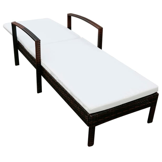 vidaXL - Ligbed - met - kussen - poly - rattan - bruin