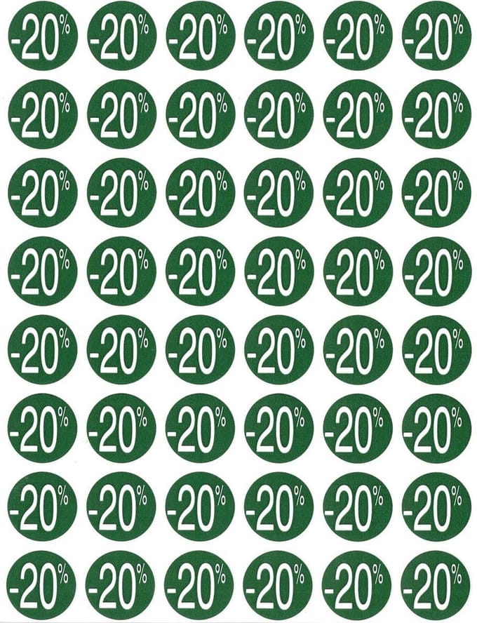 Agipa Kortinglabel -20%, groen, pak van 192 stuks, verwijderbaar