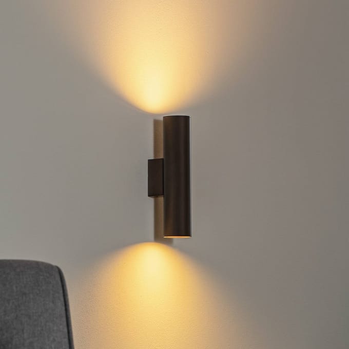 Argon Wandlamp Cerro, antraciet, staal, Ø 6 cm, omhoog/omlaag