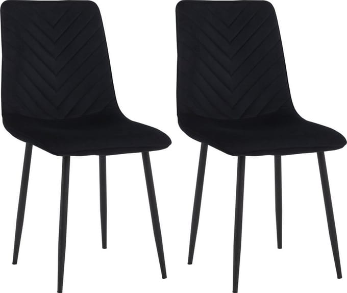 Colenis® - Senny Eetkamerstoel - Set Van 2 - Zwart - Fluweel - Industrieel - Eetkamerstoelen
