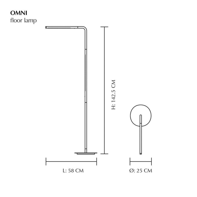 UMAGE LED vloerlamp Omni, messingkleurig, hoogte 143 cm, 2-lamps.