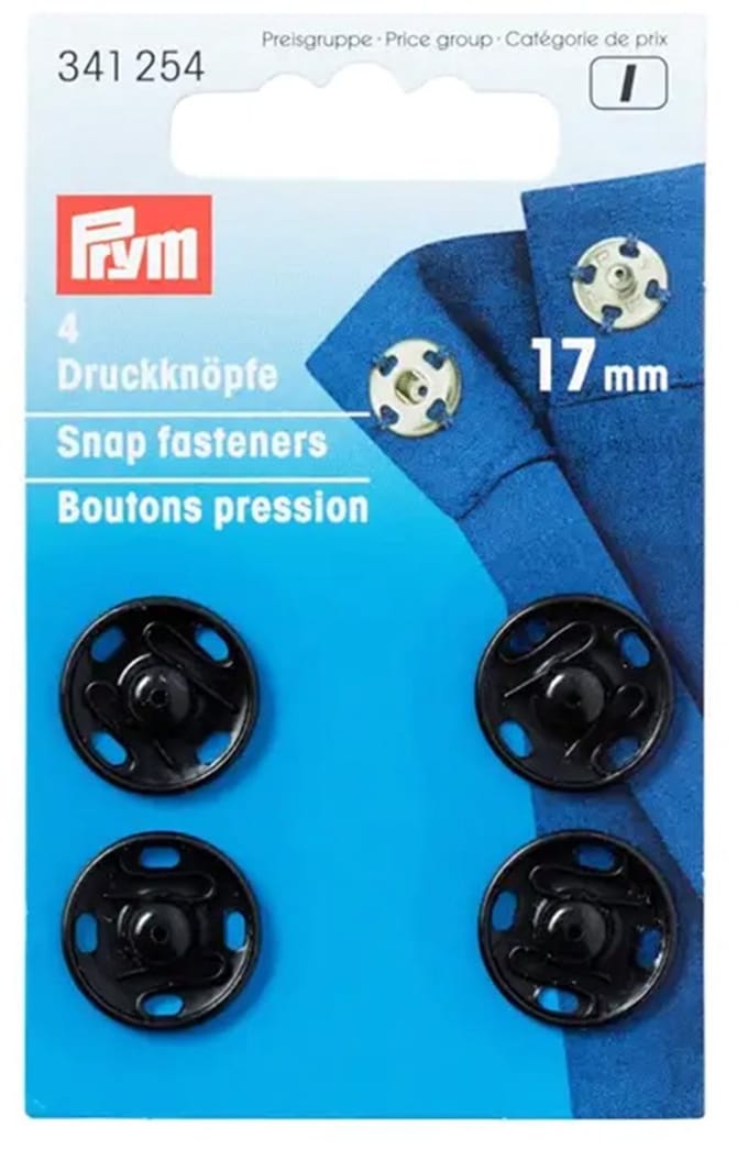 Aannaaidrukknopen 17 mm zwart 4 st. - Aannaaidrukknopen - Prym