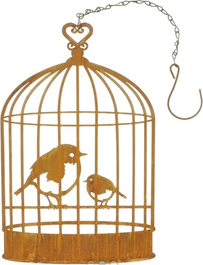 Tuinhanger vogelkooi roest metaal 28 cm
