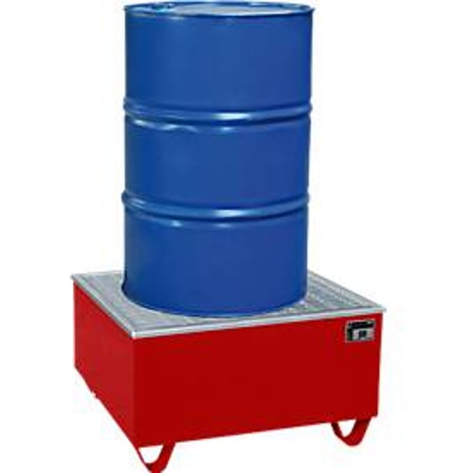 Opvangbak BAUER AW-1/PE, met rooster, 200 l, B 815 x D 815 x H 470 mm, rood