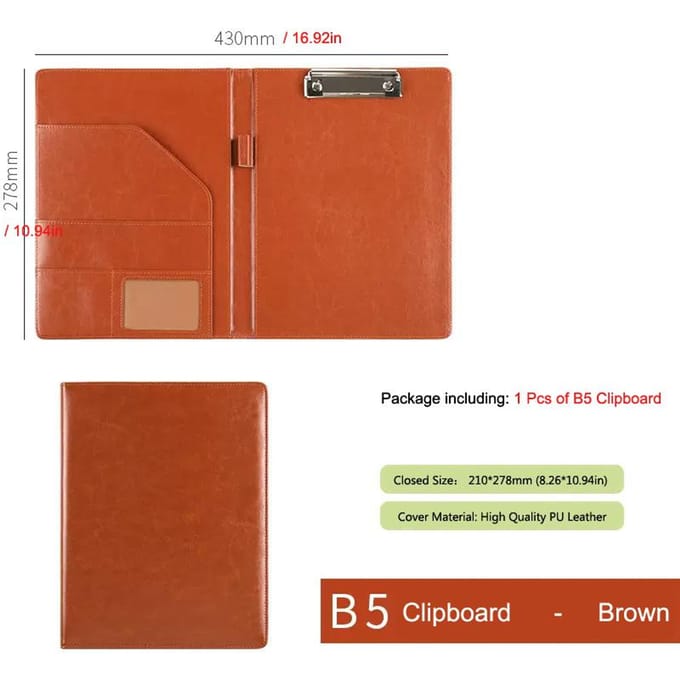A5 / B5 Lederen Padfolio Portfolio Mappentas Klembord Documenthouder Zakelijk Contract Papierklem Schrijfblok voor Kantoor